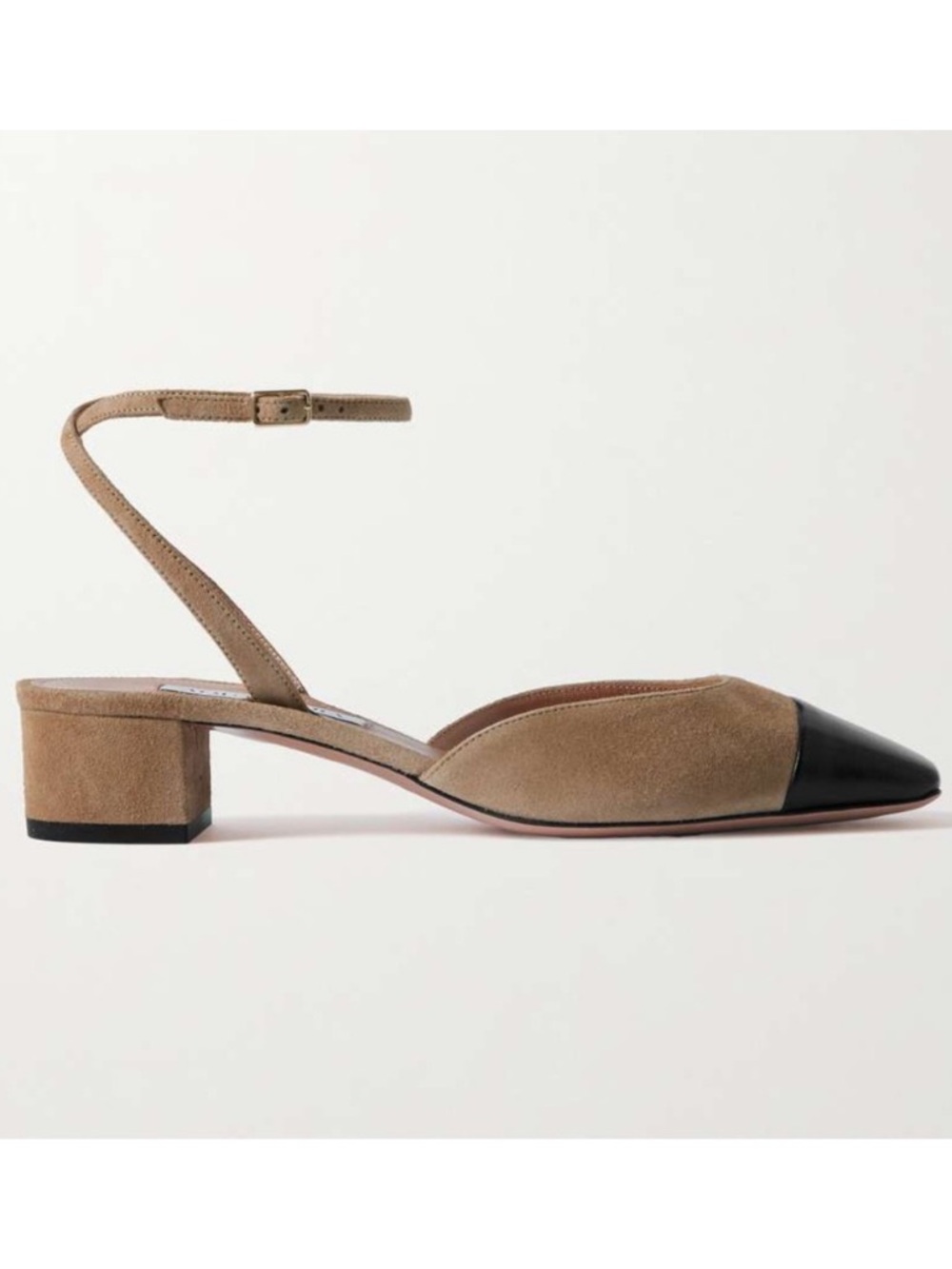 Aquazzura French Flirt Leather Trim Suede Pump Tan NWT Size 40 IT